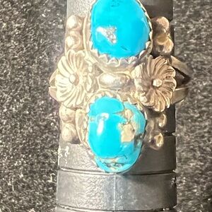 Vintage Navajo Sterling Silver Turquoise Ring by Richard Begay Sz 5.5